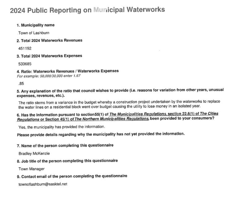 2024 Public Reporting on Municipal Waterworks